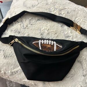 Black Fanny Pack with Football Design